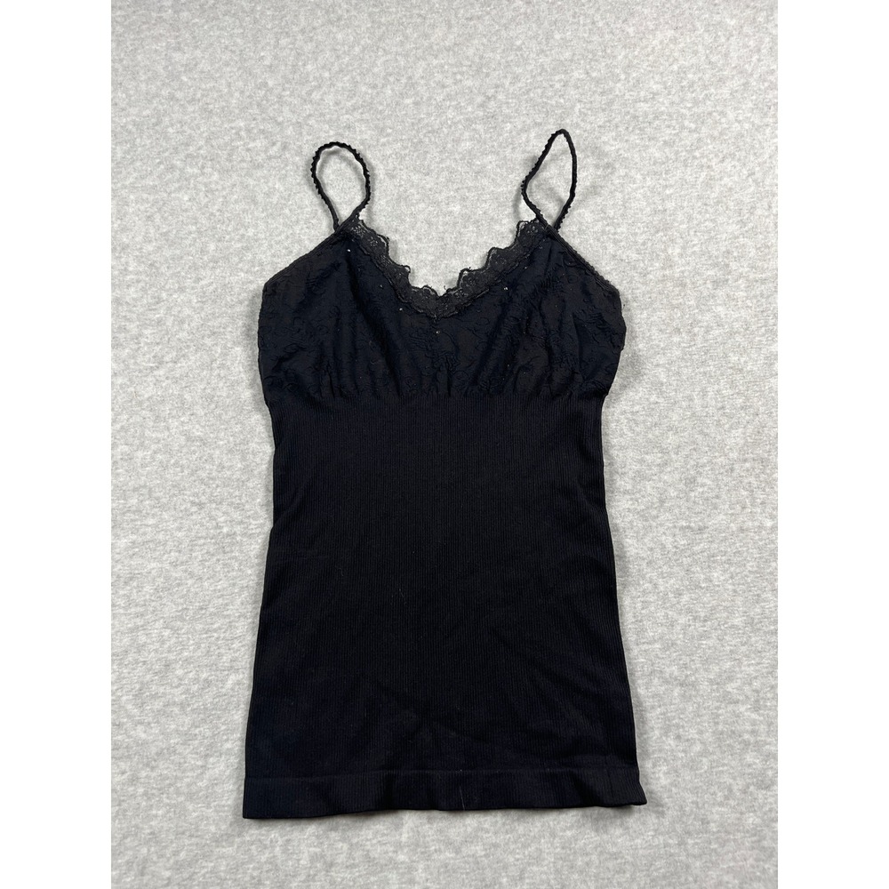VTG Y2K Express Cami Women S Black Lace Trim Ribbed Stretch Grunge Whimsigoth